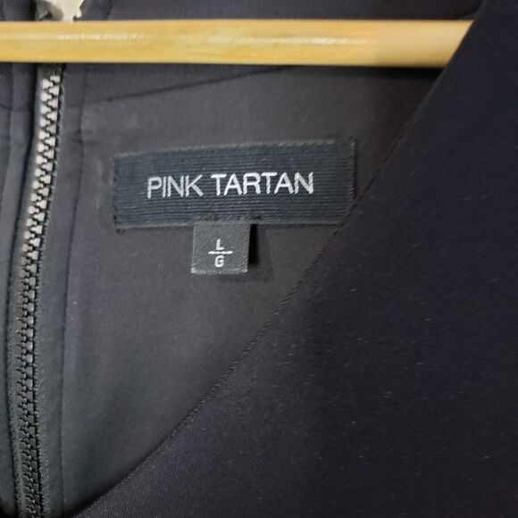 Pink Tartan Large Black Cap Sleeve Beaded V-neck Fit and Flare Dress - Picture 4 of 13